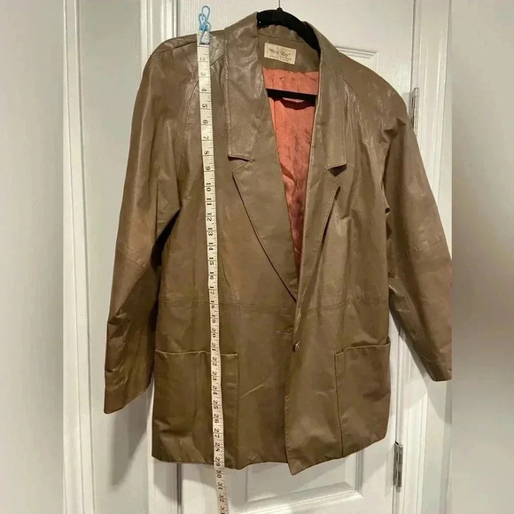 VTG West Bay Women’s Brown 100% Top Grain Leather Blazer Jacket Button Size 10 - Picture 9 of 14